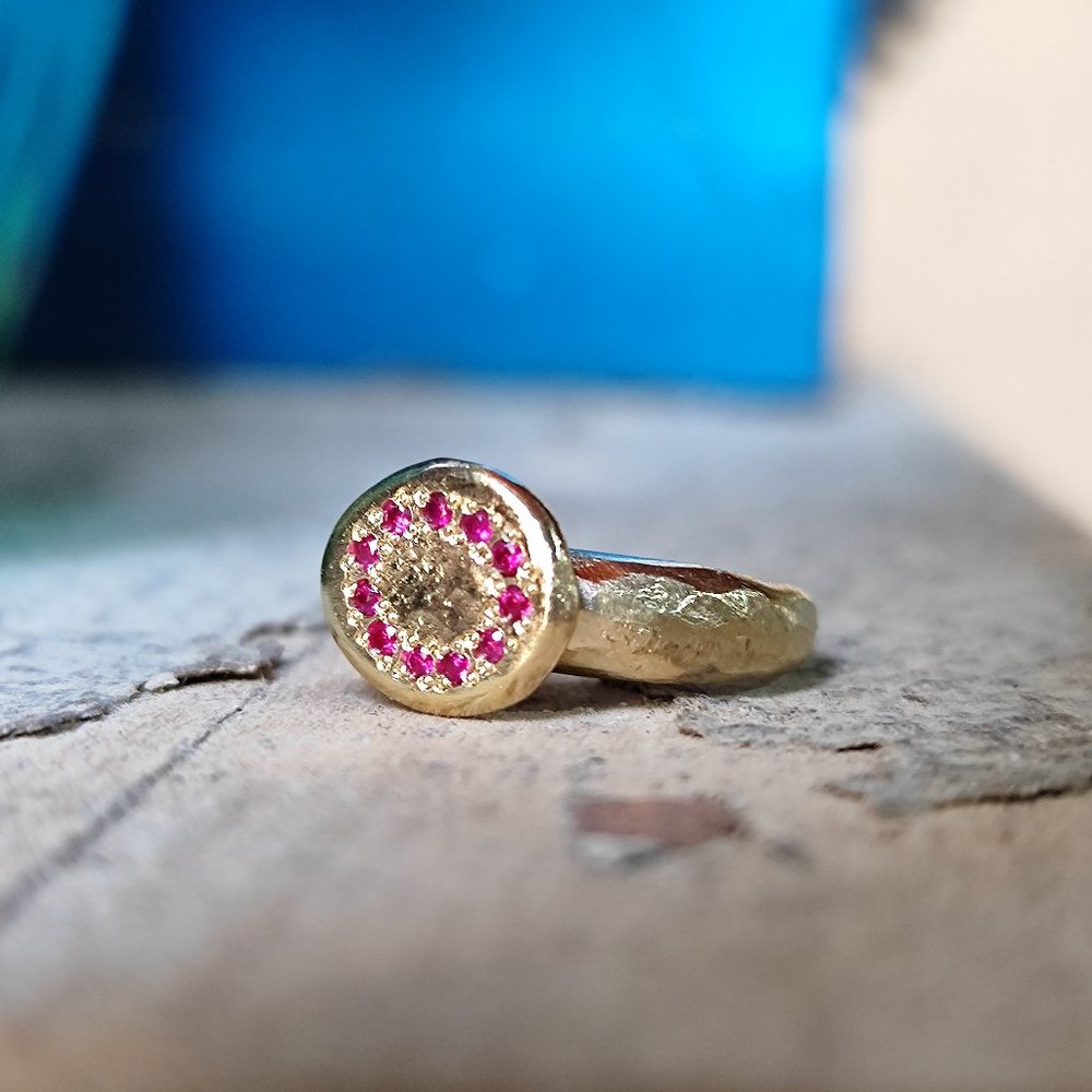 Handmade 14K Gold Ruby Signet Ring – Custom Crafted Design